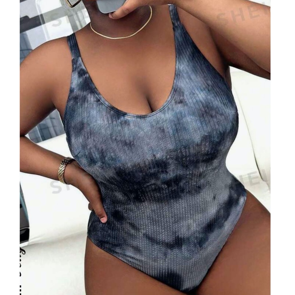 One piece swimsuit acid wash plus size for women